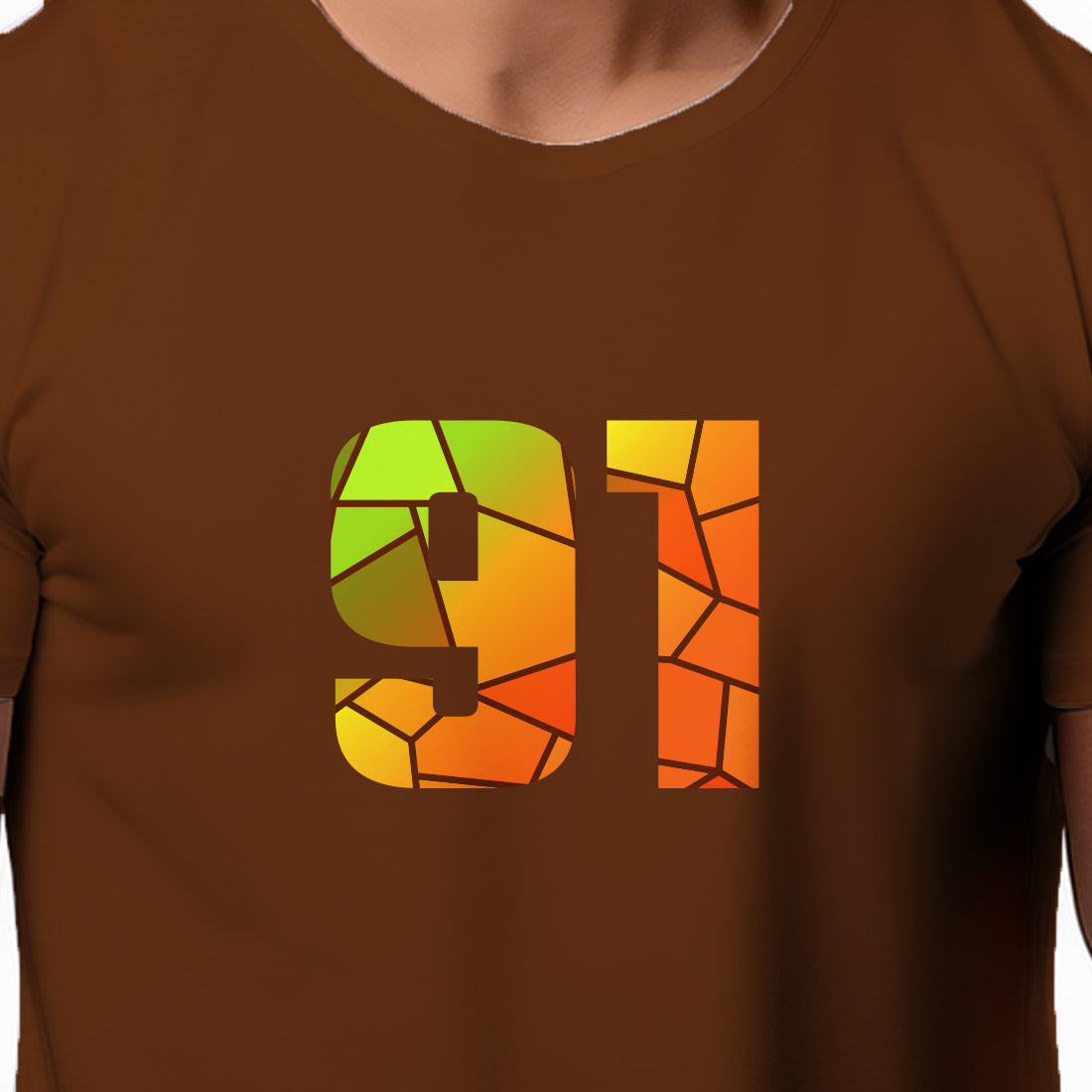 91 Number Men Unisex T-Shirt | Custom Number Graphic Tee (Brown)