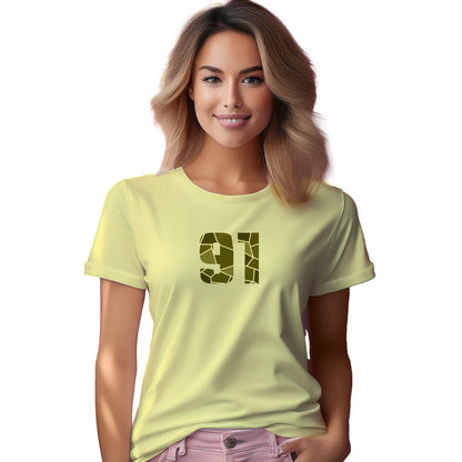 91 Number Women T-Shirt (Butter Yellow) | Stylish Numeric Graphic Tee