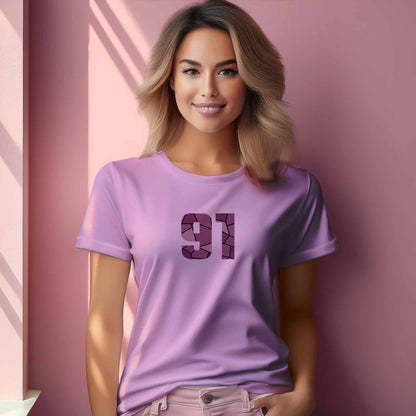 91 Number Women T-Shirt (Light Pink) | Stylish Numeric Graphic Tee