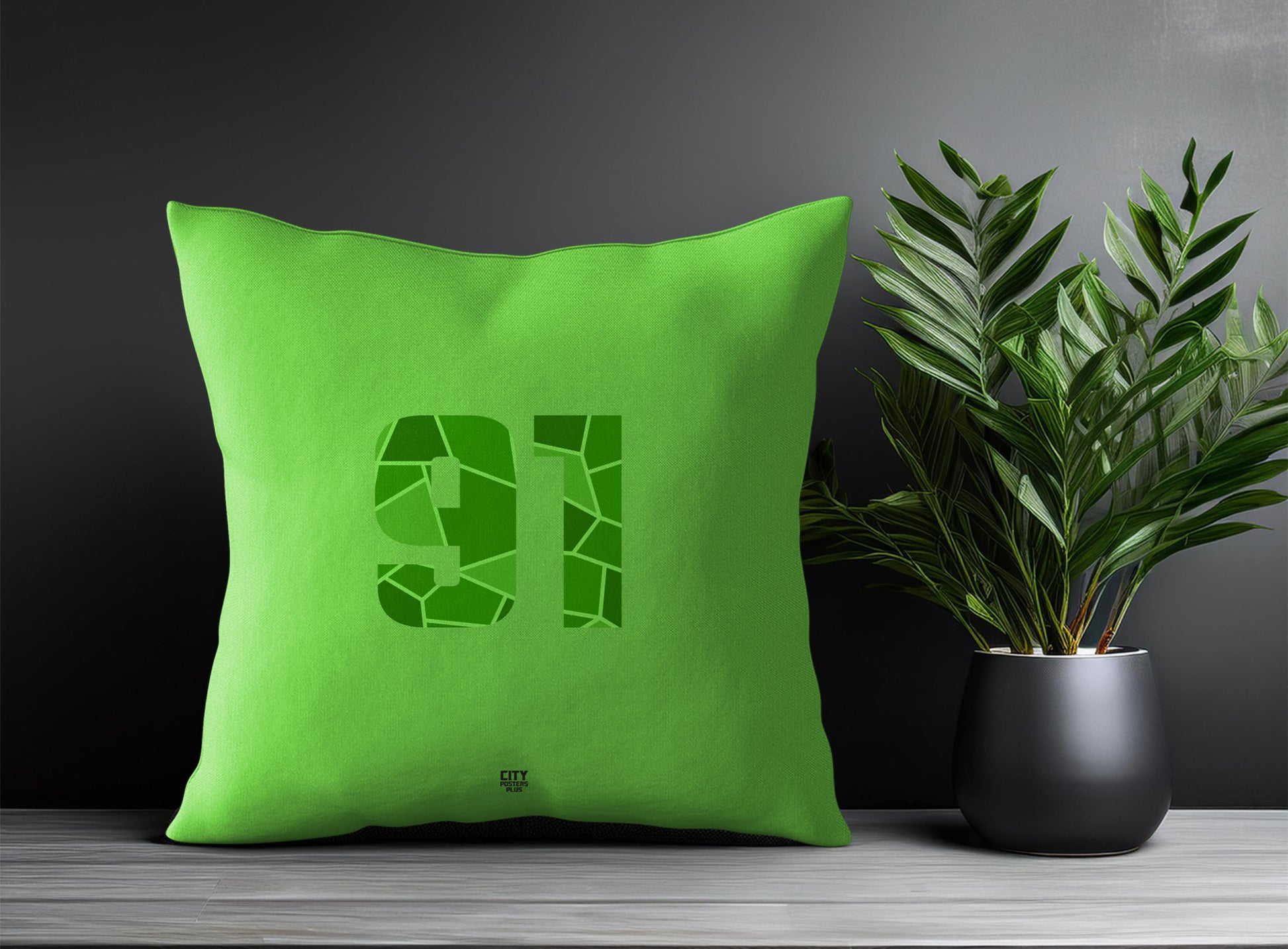 91 Number Pillow Case and Pillow Throw (Liril Green)