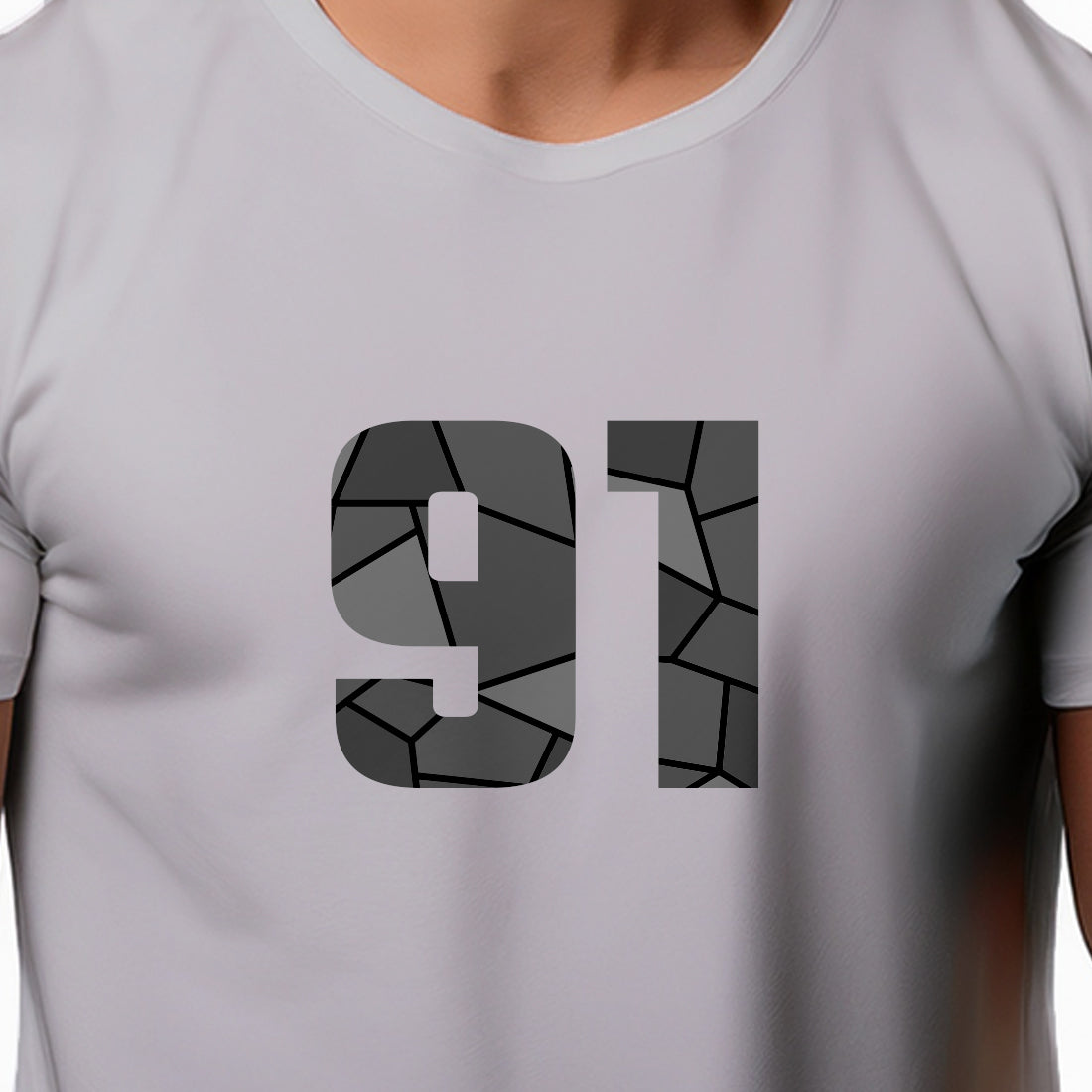 91 Number Men Unisex T-Shirt | Custom Number Graphic Tee (Melange Grey)
