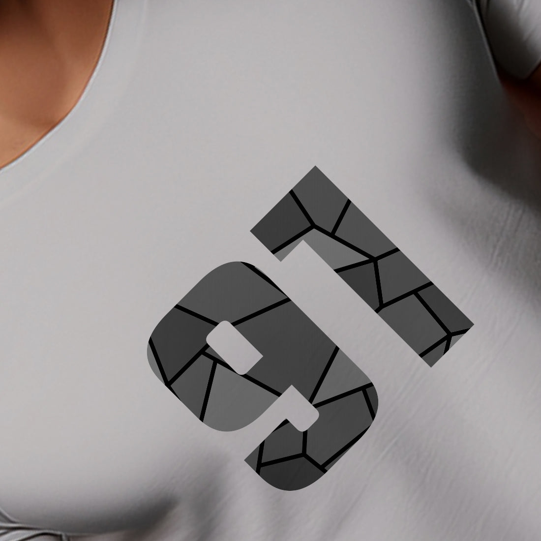 91 Number Men Unisex T-Shirt | Custom Number Graphic Tee (Melange Grey)