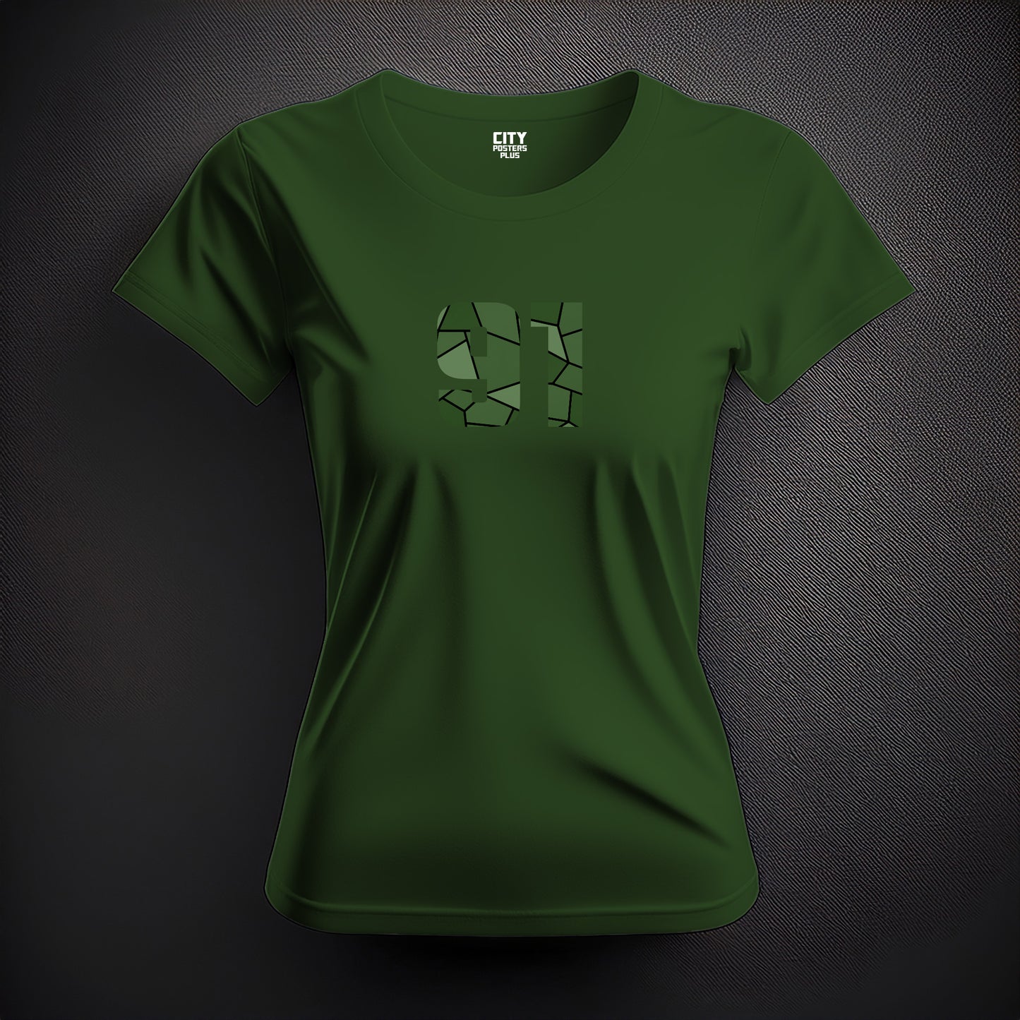 Number 91  Women T-Shirt (Olive Green) | Stylish Numeric Graphic Tee