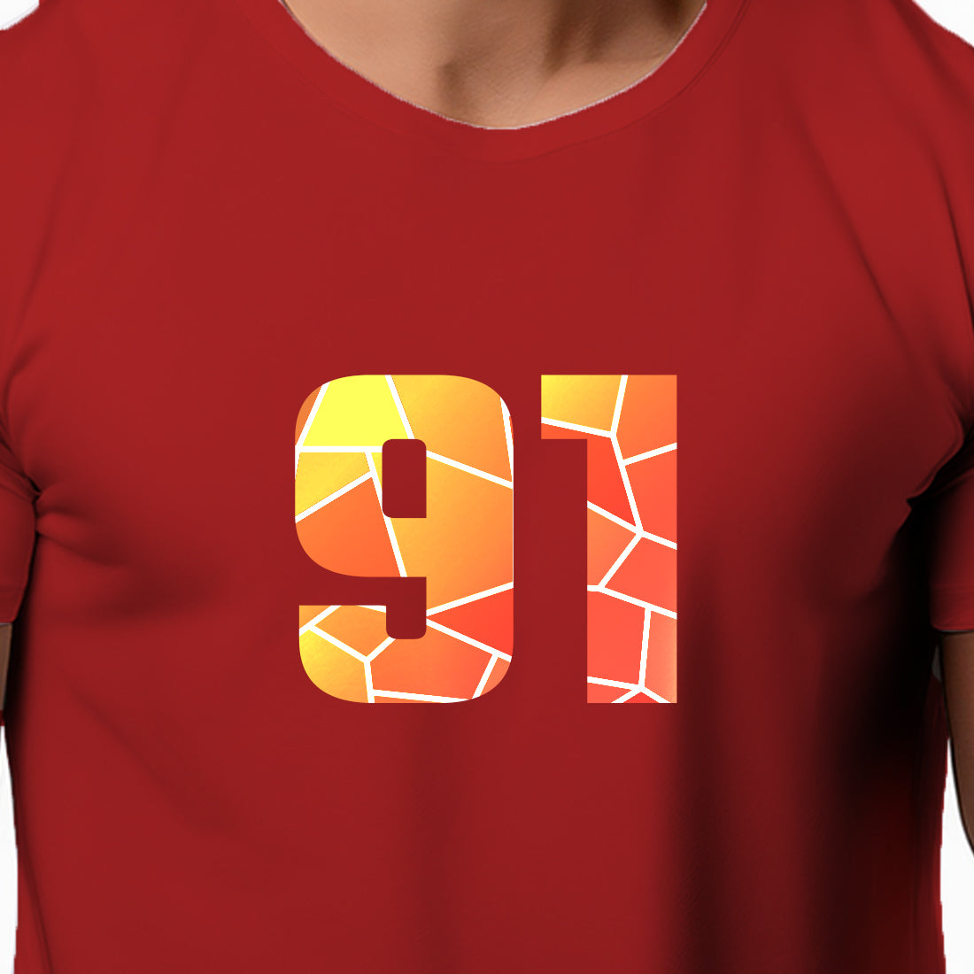 91 Number Men Unisex T-Shirt | Custom Number Graphic Tee (Red)