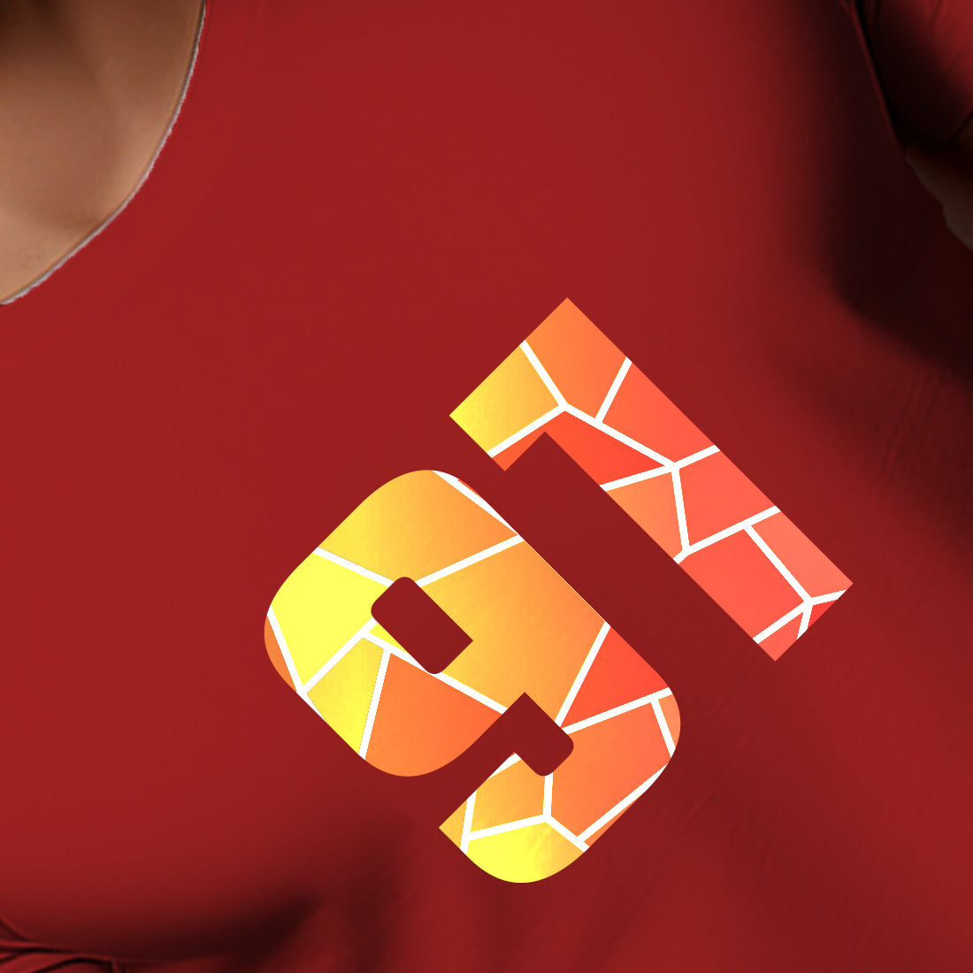 91 Number Men Unisex T-Shirt | Custom Number Graphic Tee (Red)