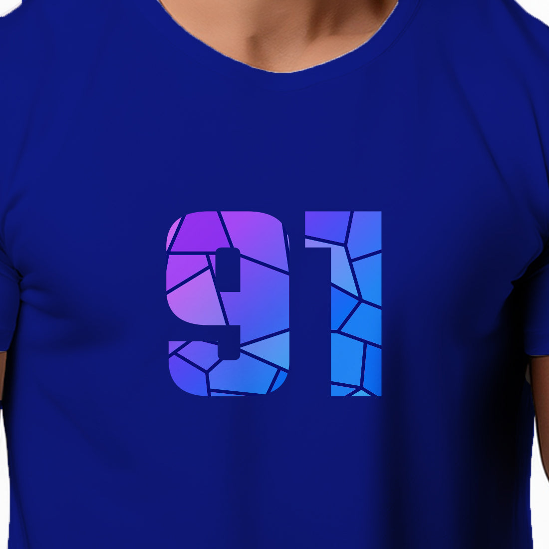 91 Number Men Unisex T-Shirt | Custom Number Graphic Tee (Royal Blue)