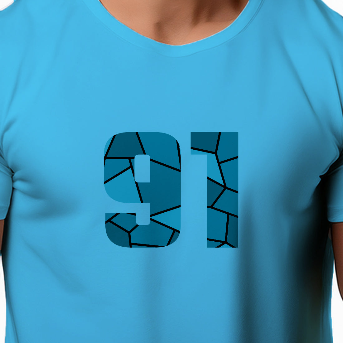 91 Number Men Unisex T-Shirt | Custom Number Graphic Tee (Sky Blue)