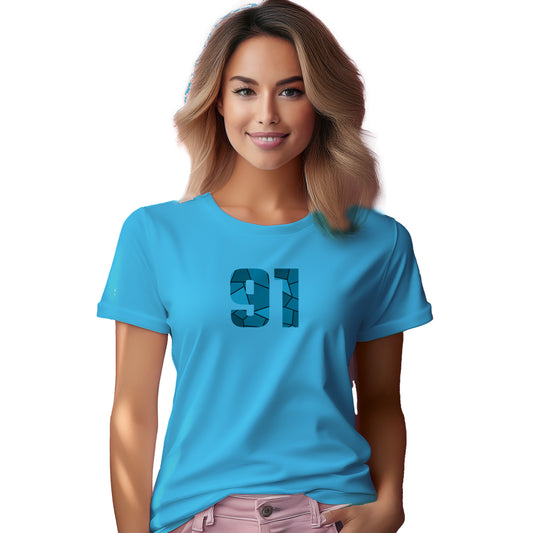 91 Number Women T-Shirt (Sky Blue)