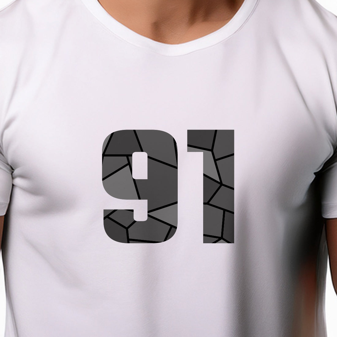 91 Number Men Unisex T-Shirt | Custom Number Graphic Tee (White)