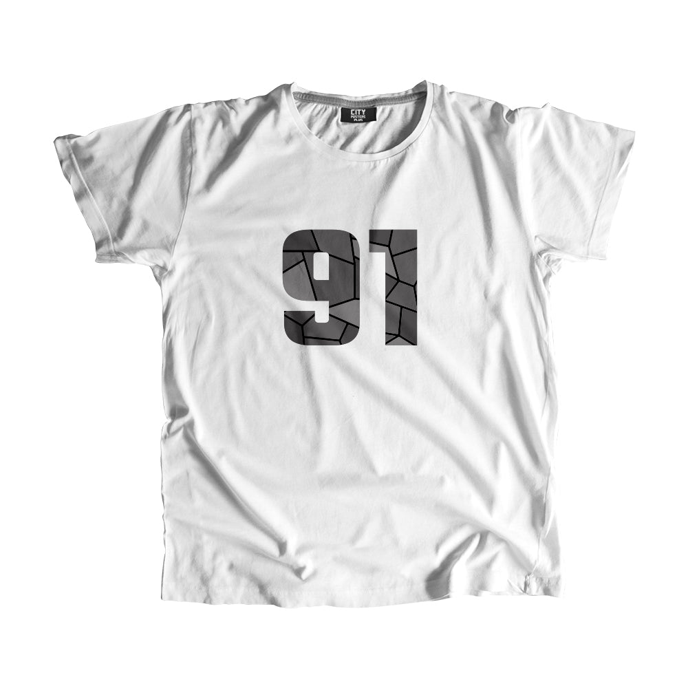 91 Number Men Unisex T-Shirt | Custom Number Graphic Tee (White)