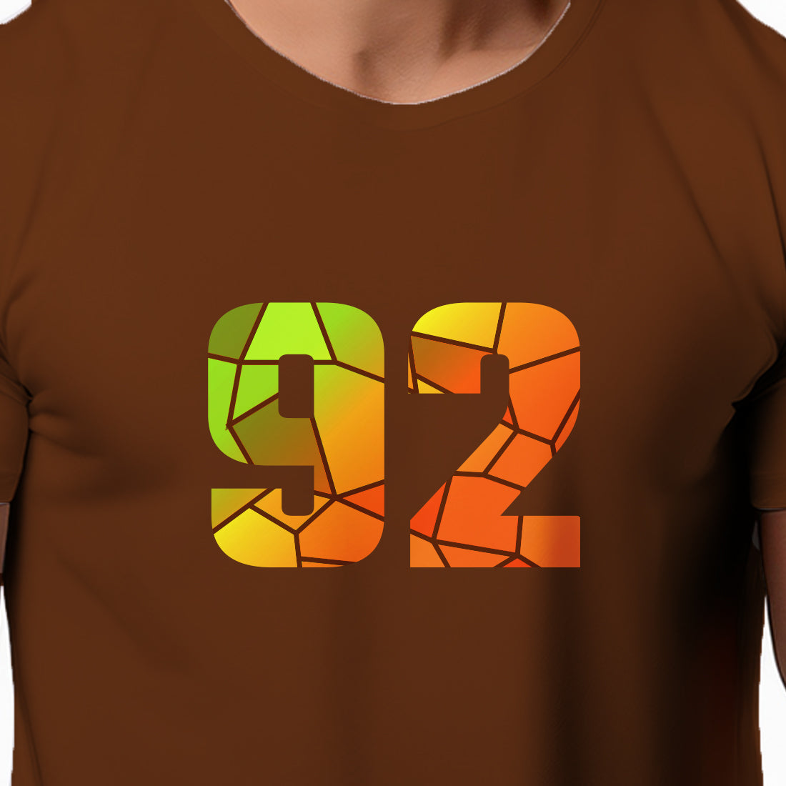 92 Number Men Unisex T-Shirt | Custom Number Graphic Tee (Brown)