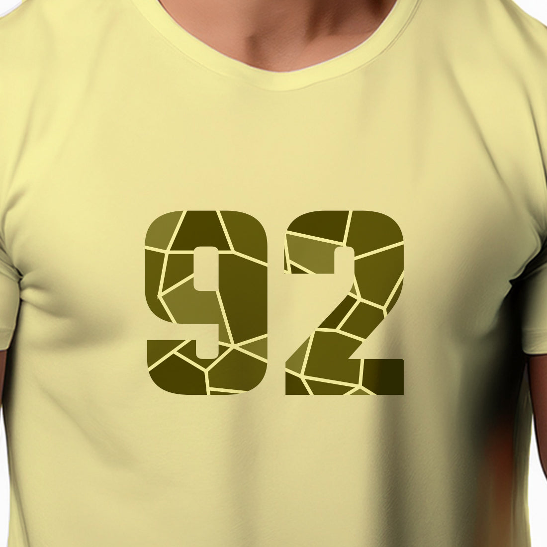 92 Number Men Unisex T-Shirt | Custom Number Graphic Tee (Butter Yellow)