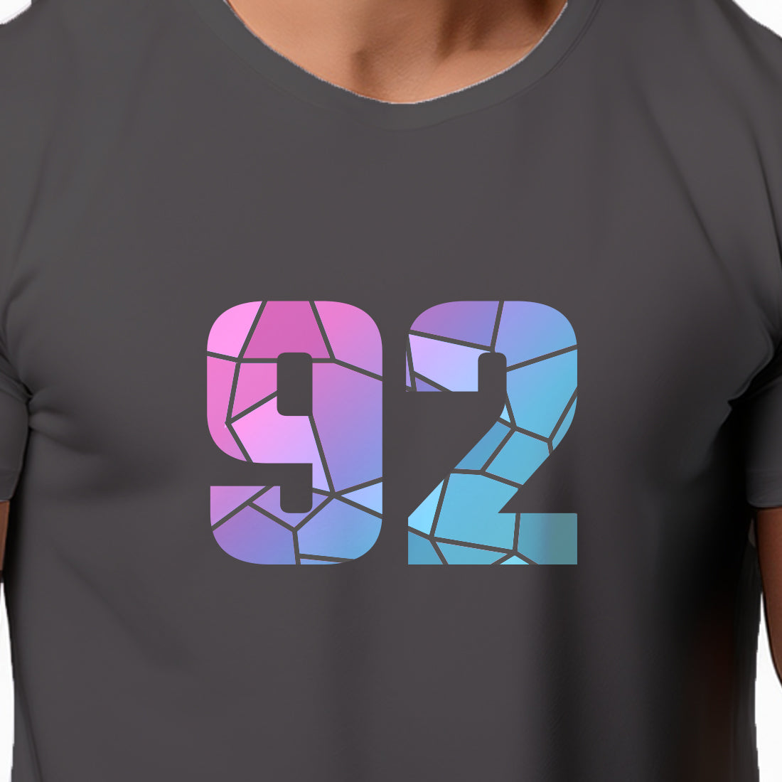 92 Number Men Unisex T-Shirt | Custom Number Graphic Tee (Charcoal Grey)