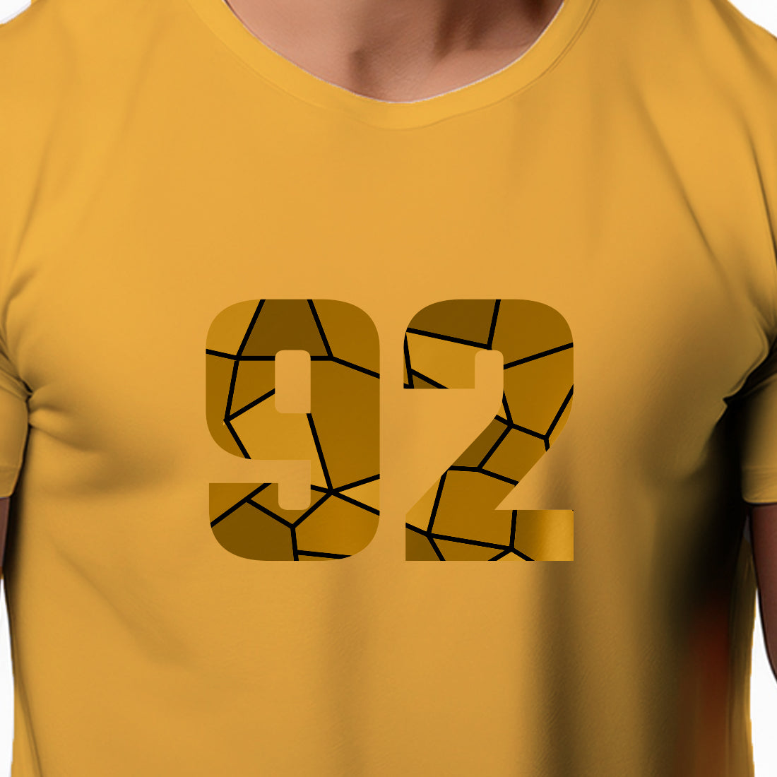 92 Number Men Unisex T-Shirt | Custom Number Graphic Tee (Golden Yellow)