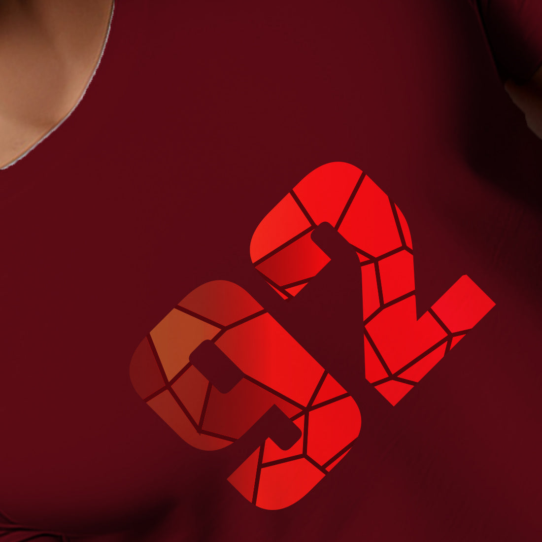 92 Number Men Unisex T-Shirt | Custom Number Graphic Tee (Maroon)