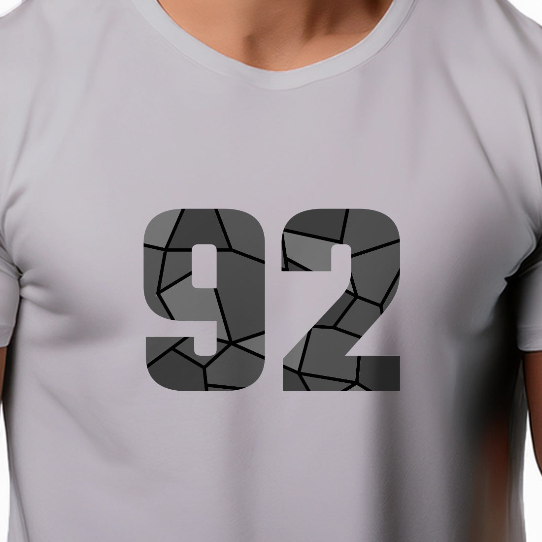 92 Number Men Unisex T-Shirt | Custom Number Graphic Tee (Melange Grey)
