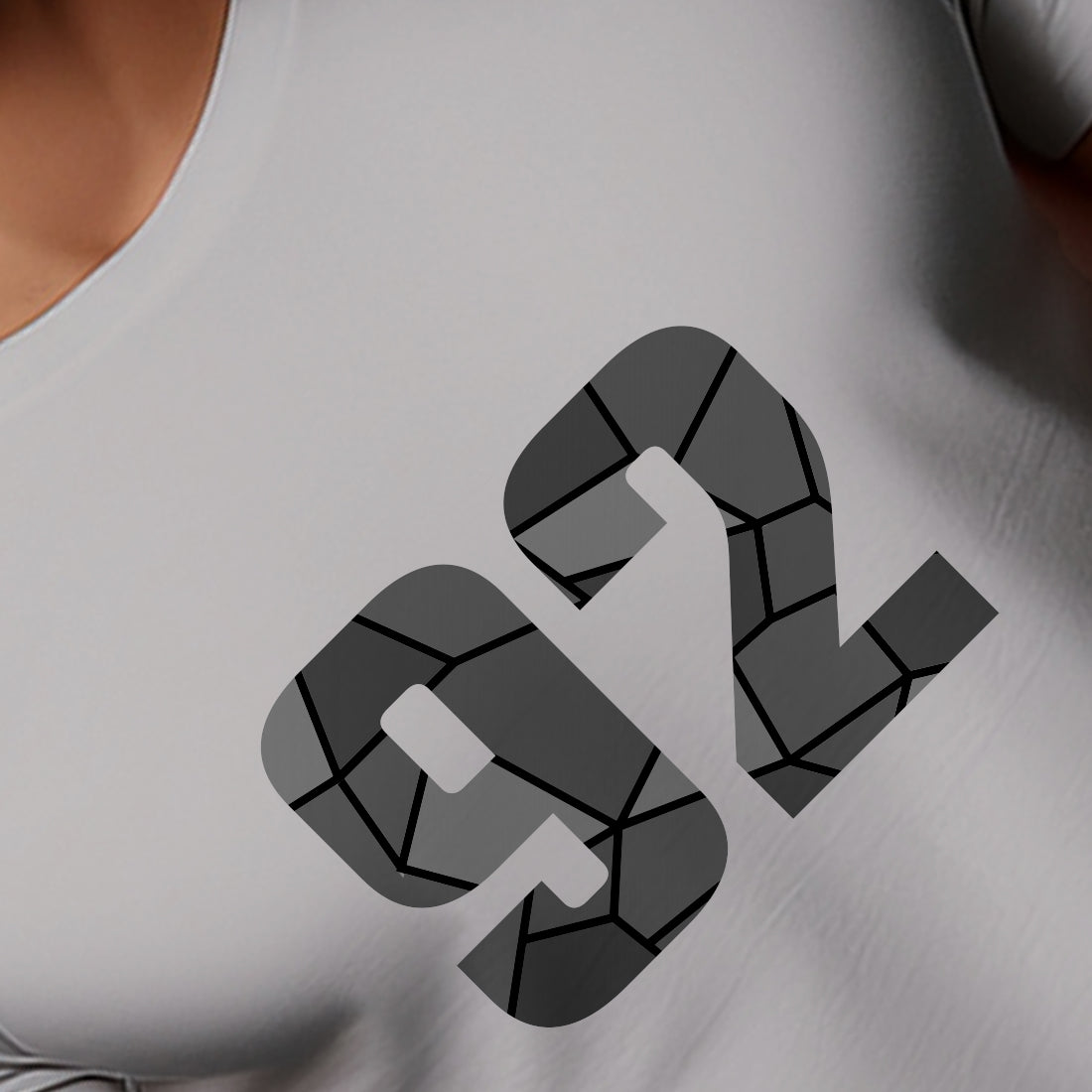 92 Number Men Unisex T-Shirt | Custom Number Graphic Tee (Melange Grey)