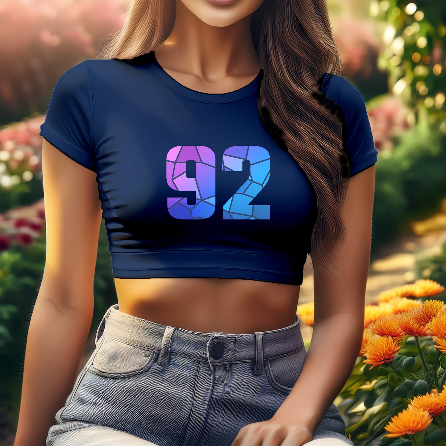 92 Number Women Crop Top (Navy Blue)