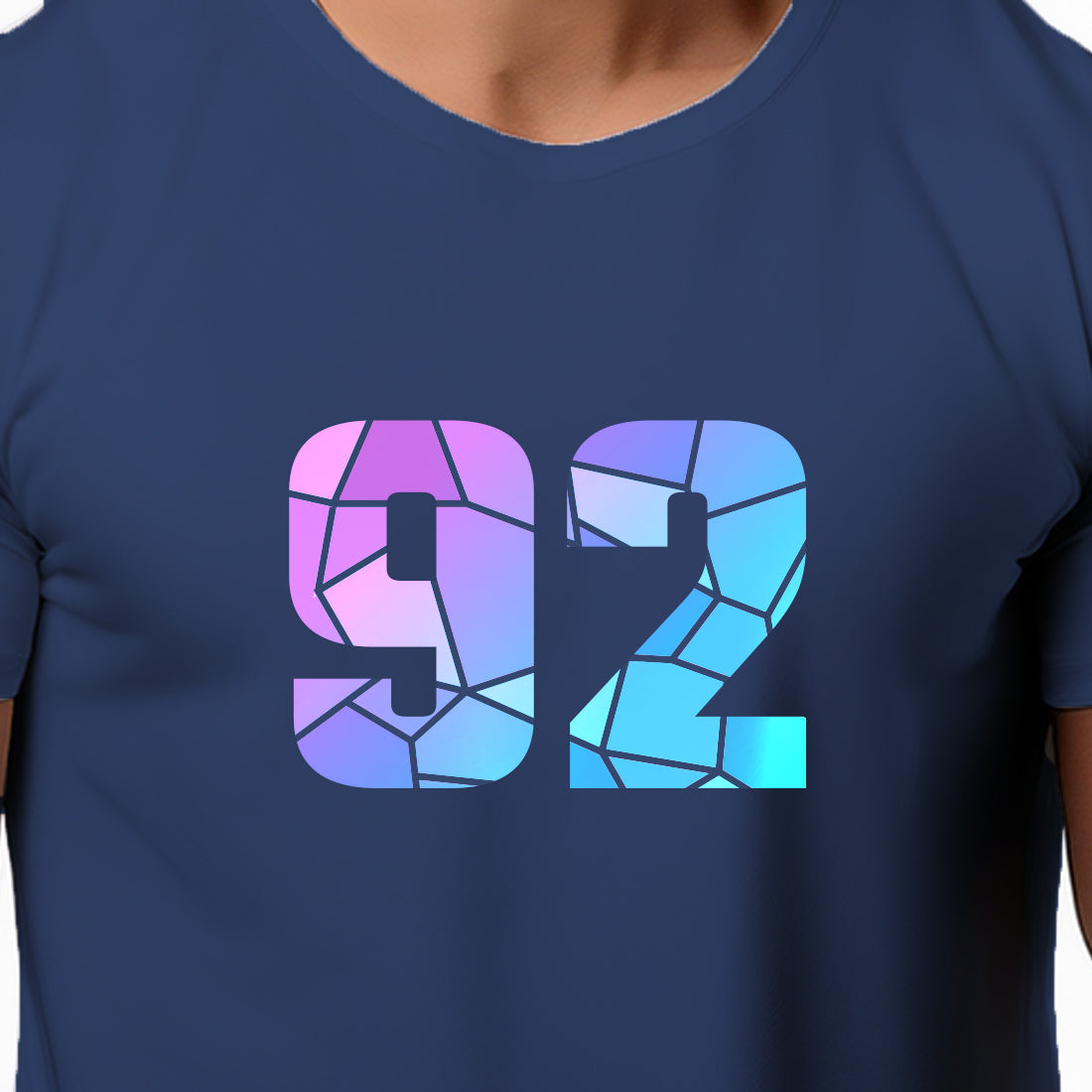 92 Number Men Unisex T-Shirt | Custom Number Graphic Tee (Navy Blue)