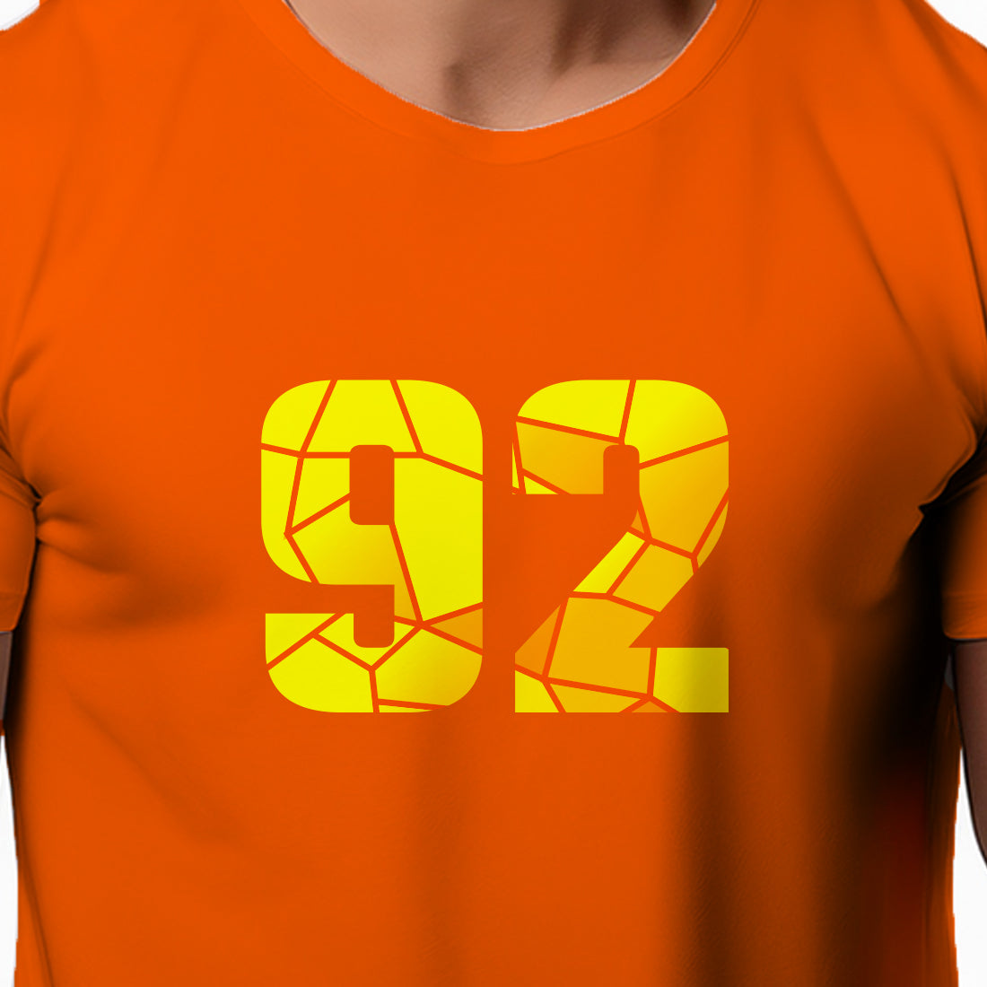 92 Number Men Unisex T-Shirt | Custom Number Graphic Tee (Orange)