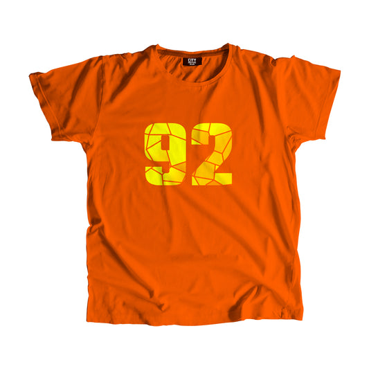 92 Number Men Unisex T-Shirt | Custom Number Graphic Tee (Orange)