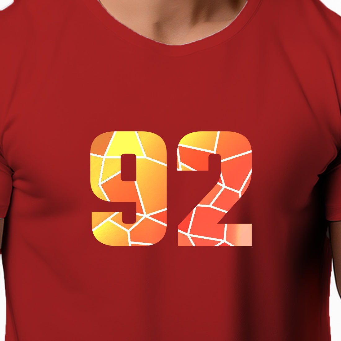 92 Number Men Unisex T-Shirt | Custom Number Graphic Tee (Red)