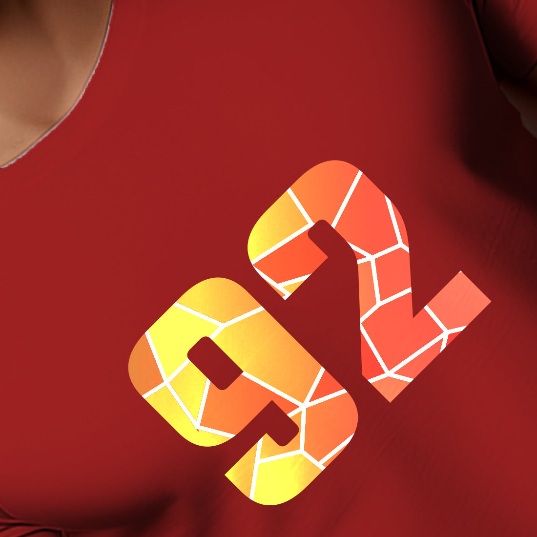 92 Number Men Unisex T-Shirt | Custom Number Graphic Tee (Red)
