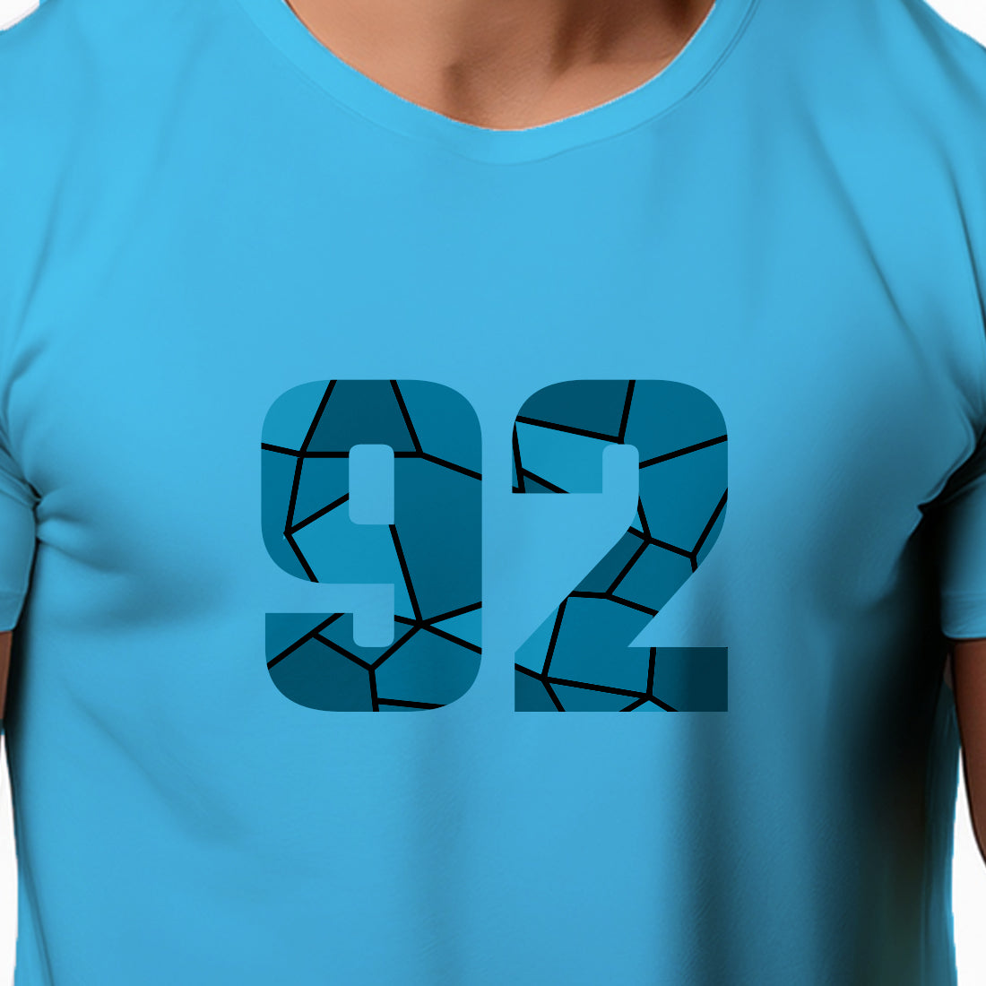 92 Number Men Unisex T-Shirt | Custom Number Graphic Tee (Sky Blue)