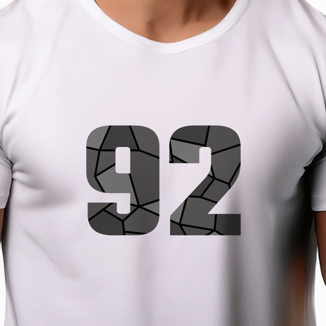 92 Number Men Unisex T-Shirt | Custom Number Graphic Tee (White)