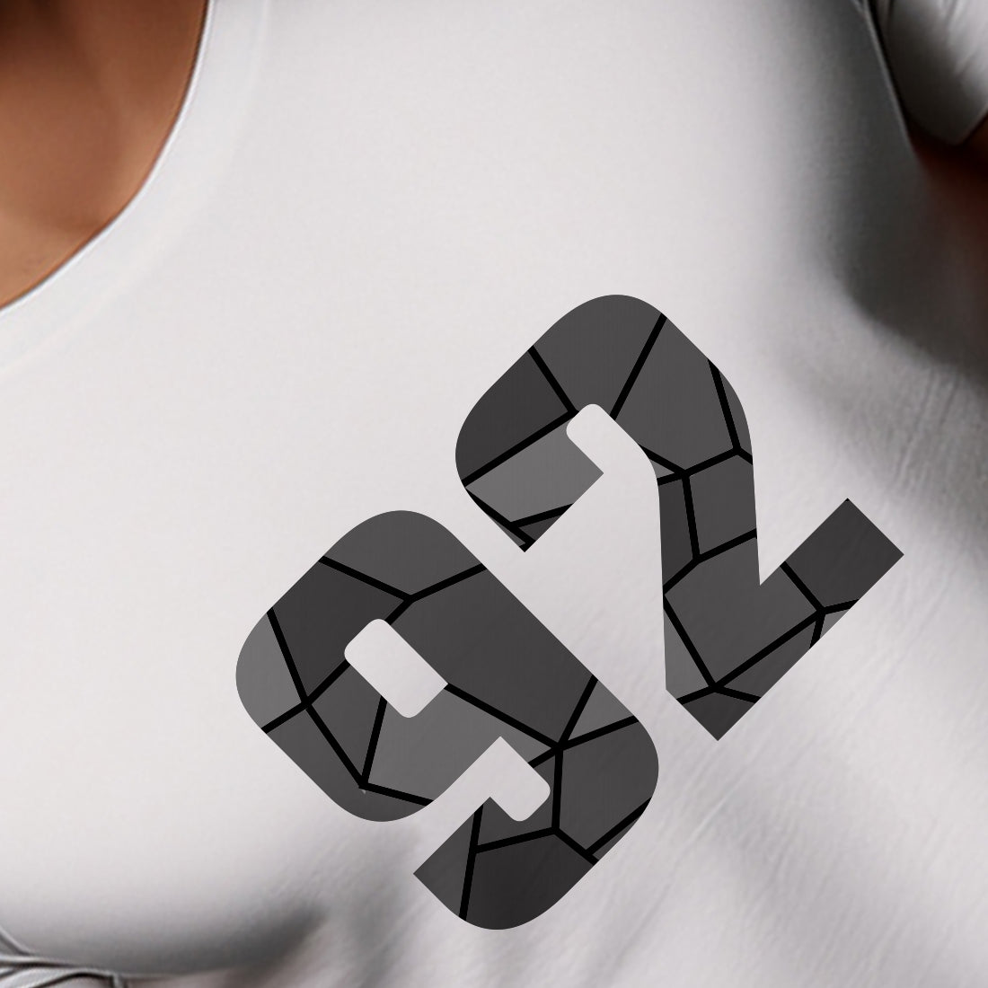 92 Number Men Unisex T-Shirt | Custom Number Graphic Tee (White)