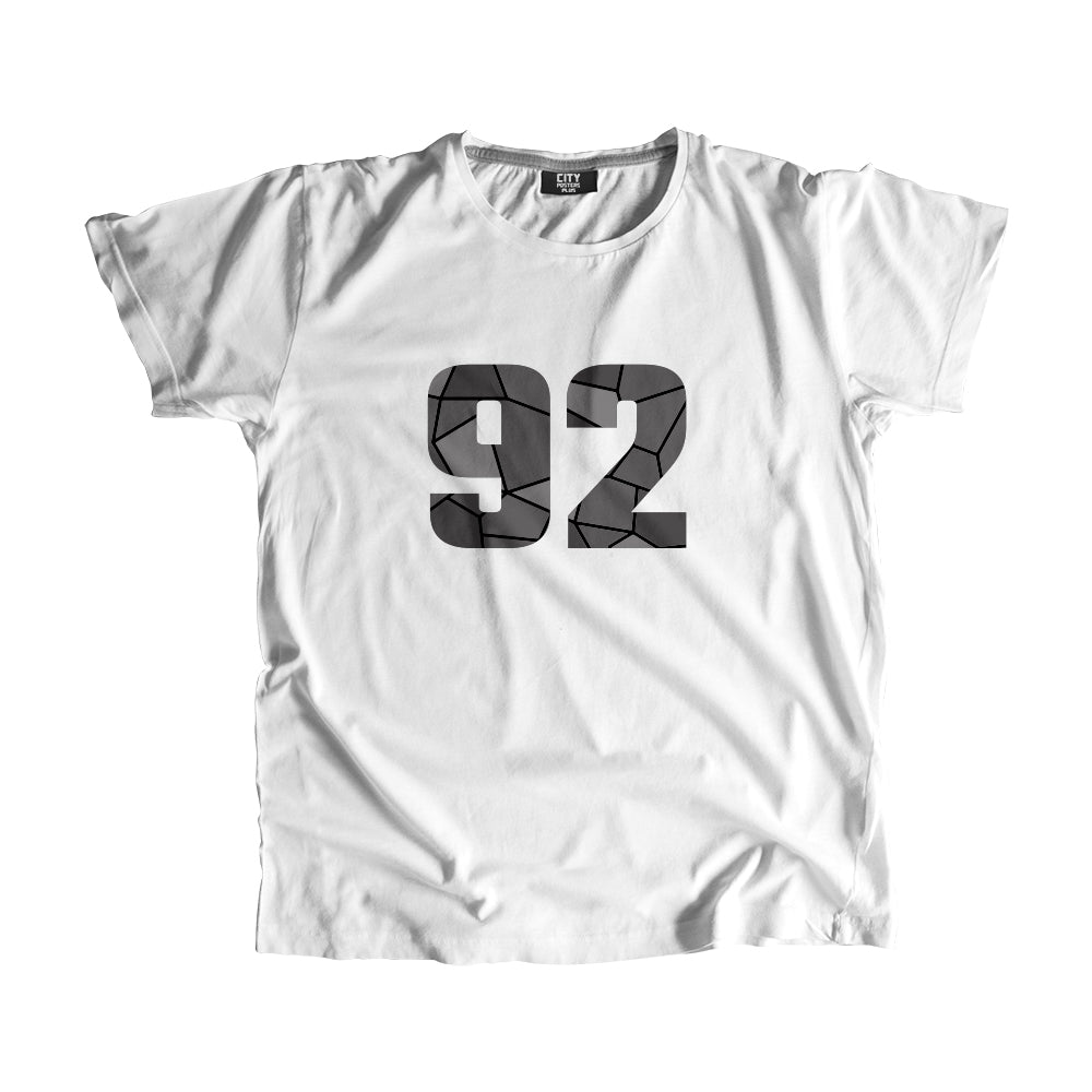 92 Number Men Unisex T-Shirt | Custom Number Graphic Tee (White)