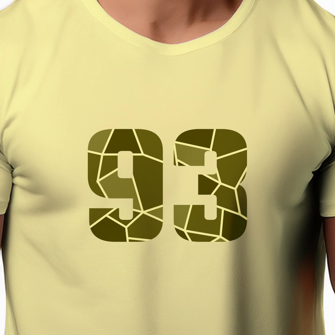 93 Number Men Unisex T-Shirt | Custom Number Graphic Tee (Butter Yellow)