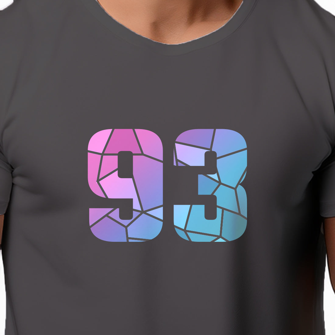 93 Number Men Unisex T-Shirt | Custom Number Graphic Tee (Charcoal Grey)
