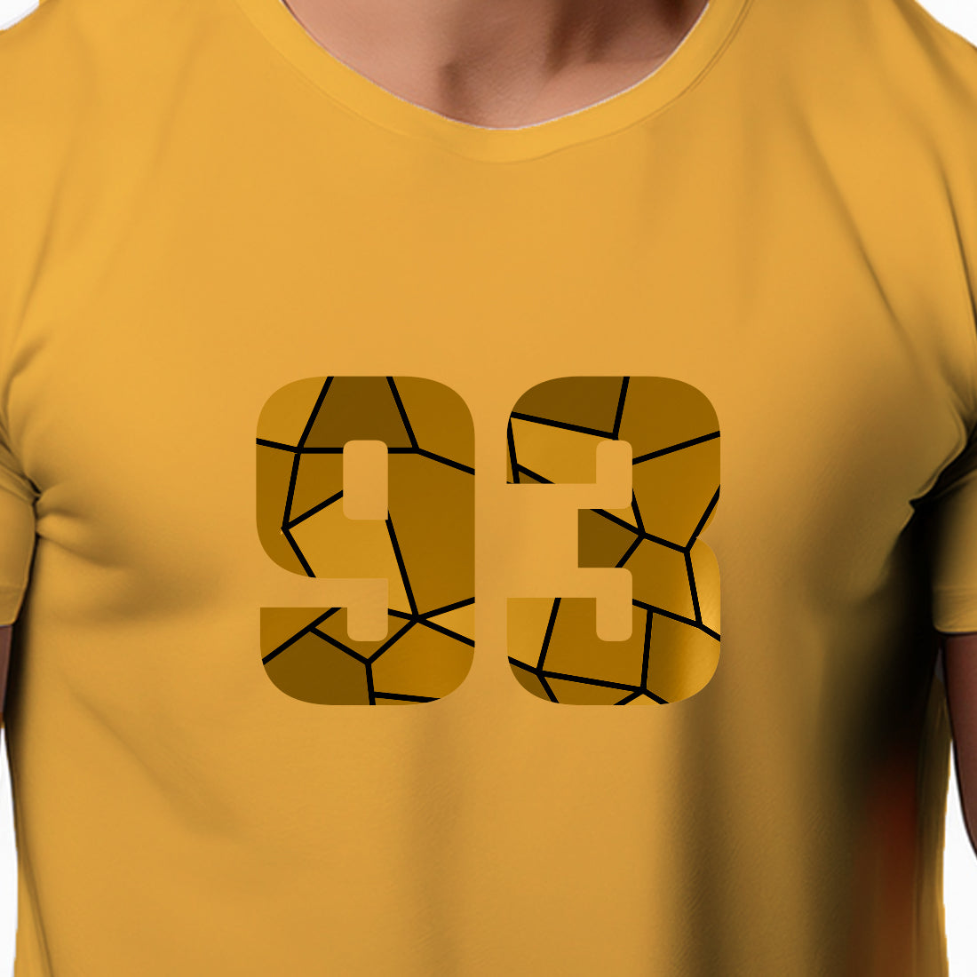 93 Number Men Unisex T-Shirt | Custom Number Graphic Tee (Golden Yellow)