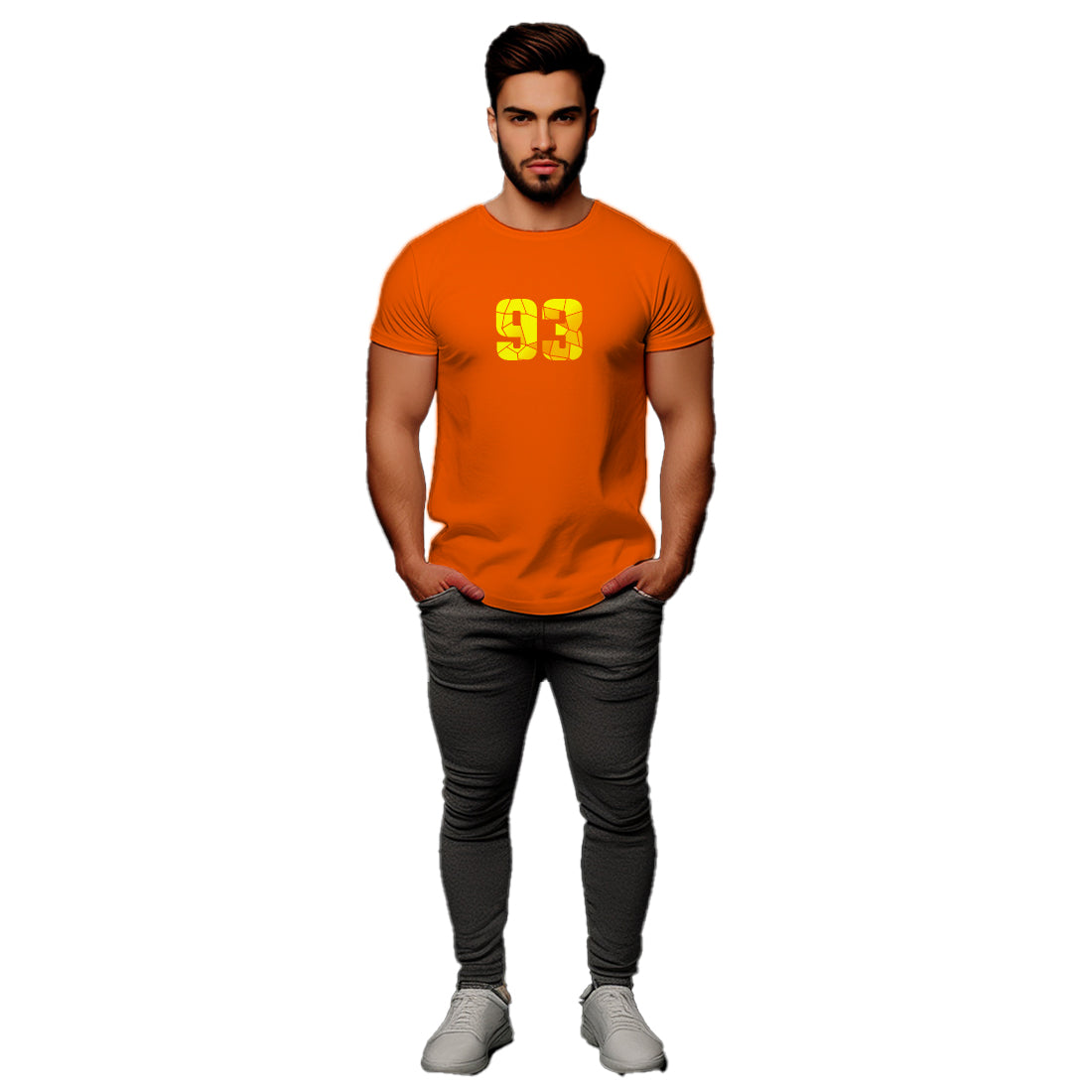 93 Number Men Unisex T-Shirt | Custom Number Graphic Tee (Orange)