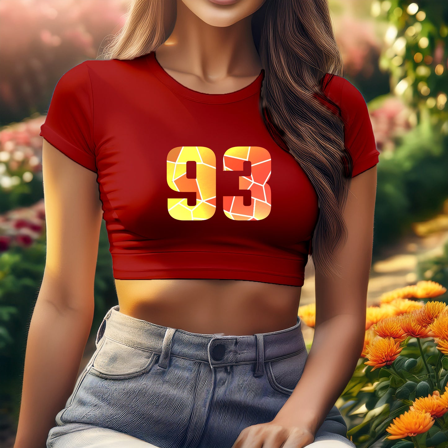 93 Number Women Crop Top (Red)