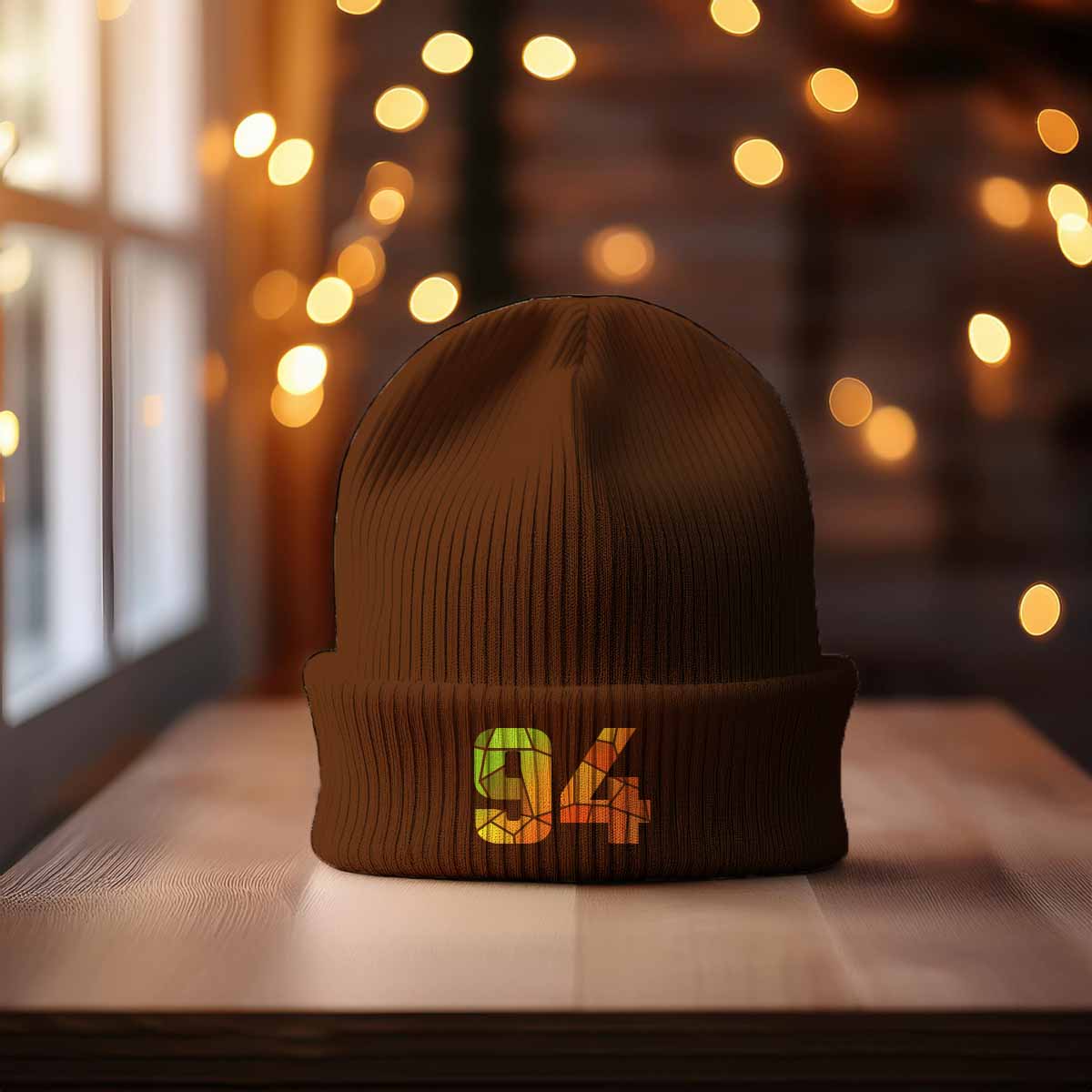 94 Number Cuffed Beanie (Brown)