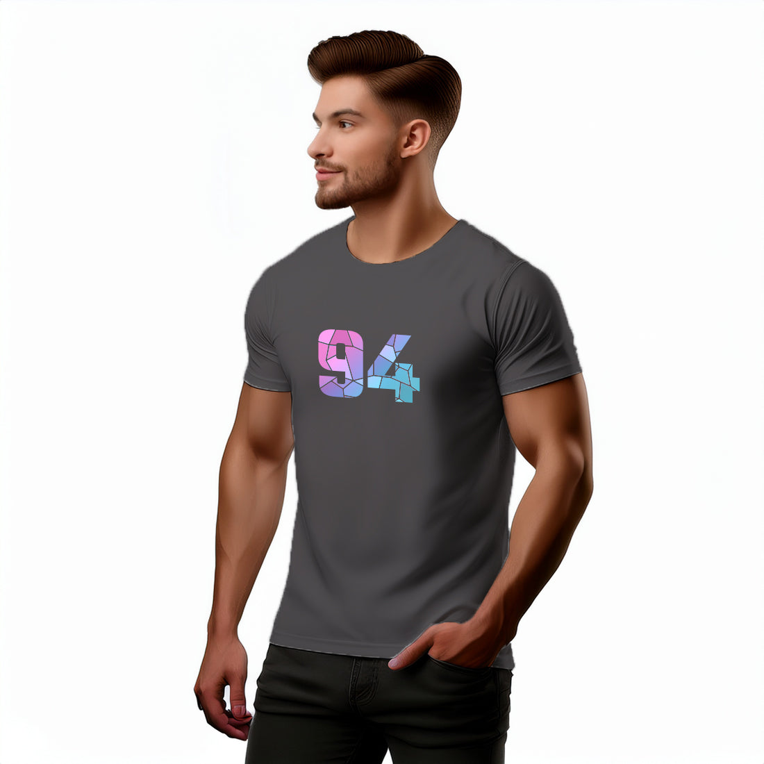 94 Number Men Unisex T-Shirt | Custom Number Graphic Tee (Charcoal Grey)