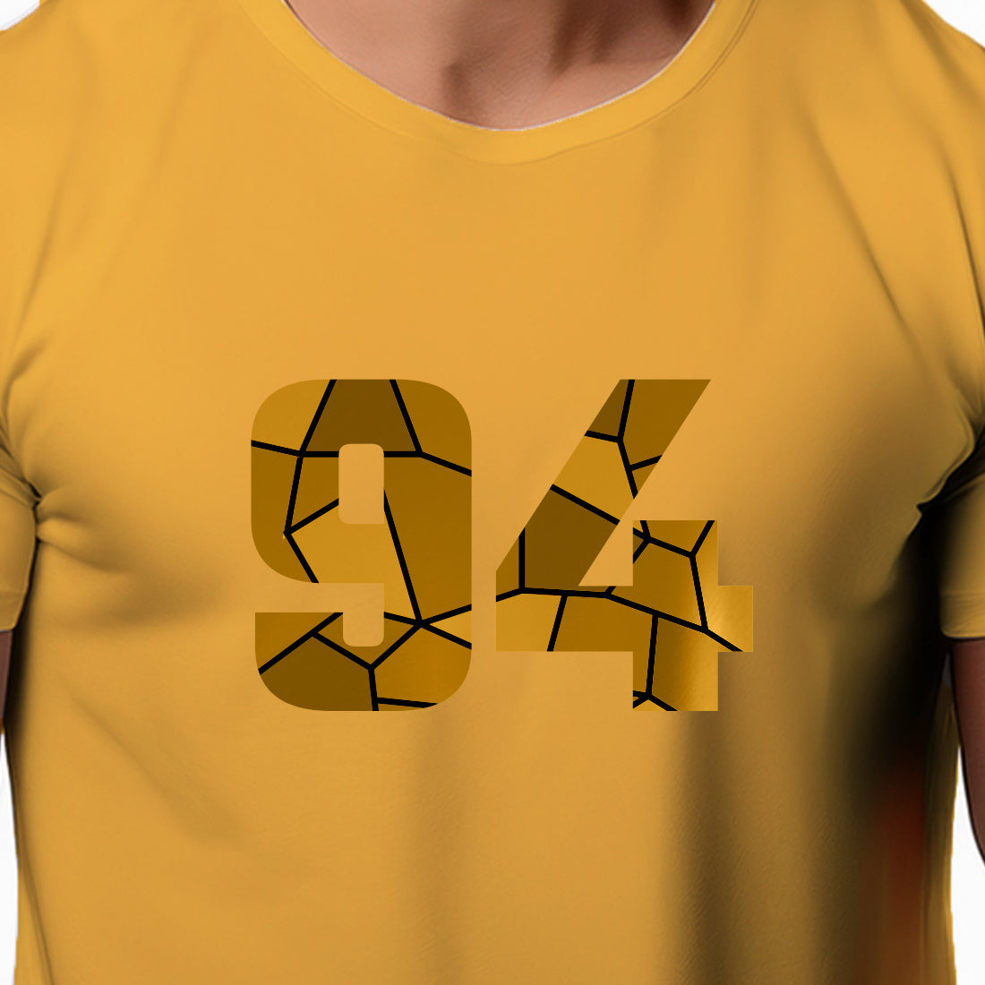 94 Number Men Unisex T-Shirt | Custom Number Graphic Tee (Golden Yellow)