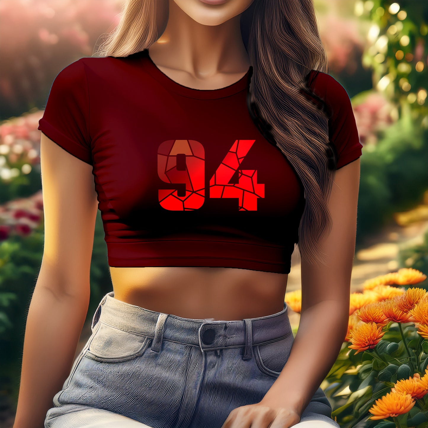 94 Number Women Crop Top (Maroon)