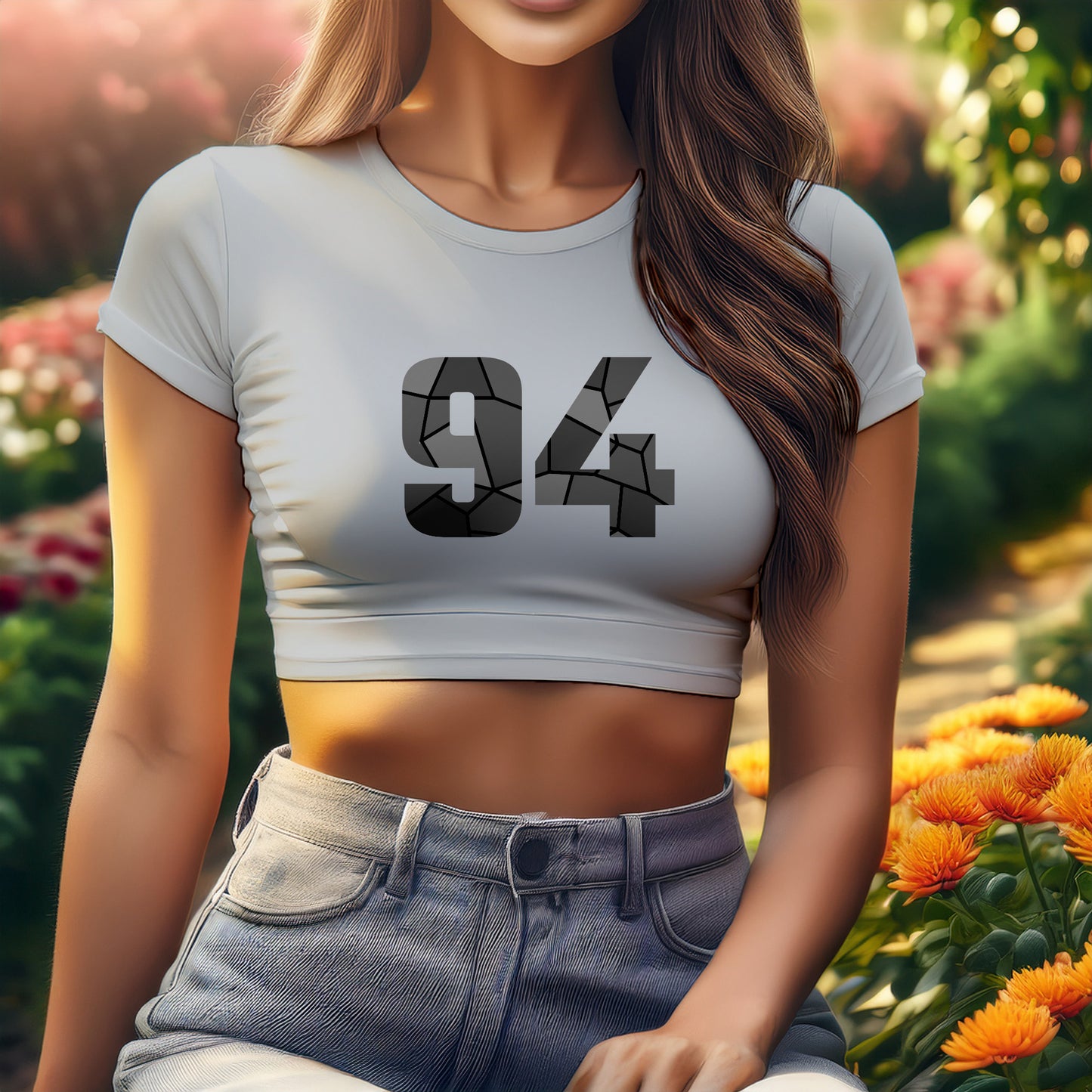 94 Number Women Crop Top (Melange Grey)