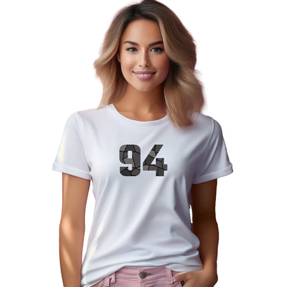 94 Number Women T-Shirt (White) | Stylish Numeric Graphic Tee