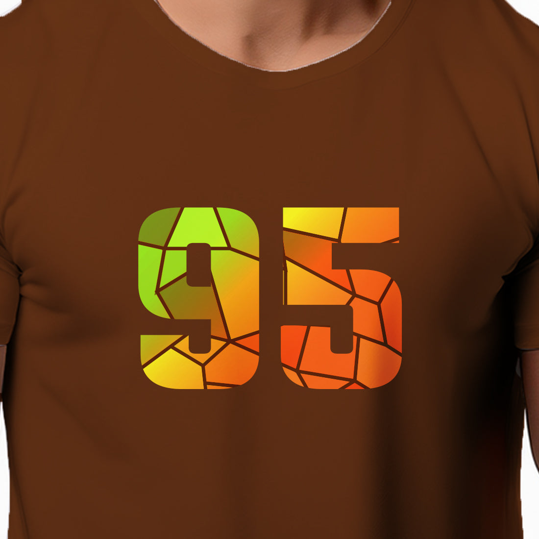 95 Number Men Unisex T-Shirt | Custom Number Graphic Tee (Brown)