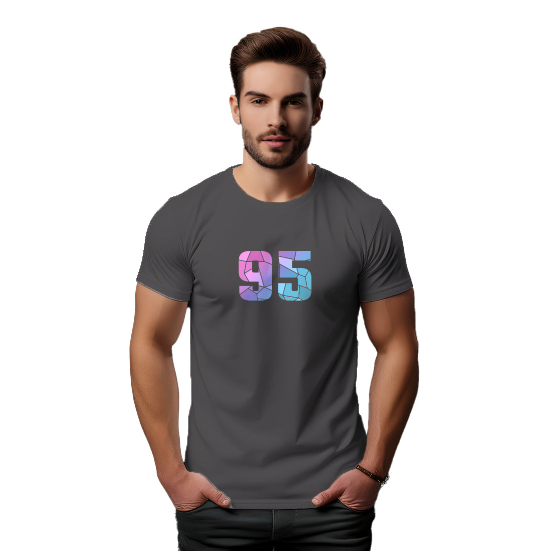 95 Number Men Unisex T-Shirt (Charcoal Grey)