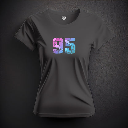 95 Number Women T-Shirt (Charcoal Grey) | Stylish Numeric Graphic Tee