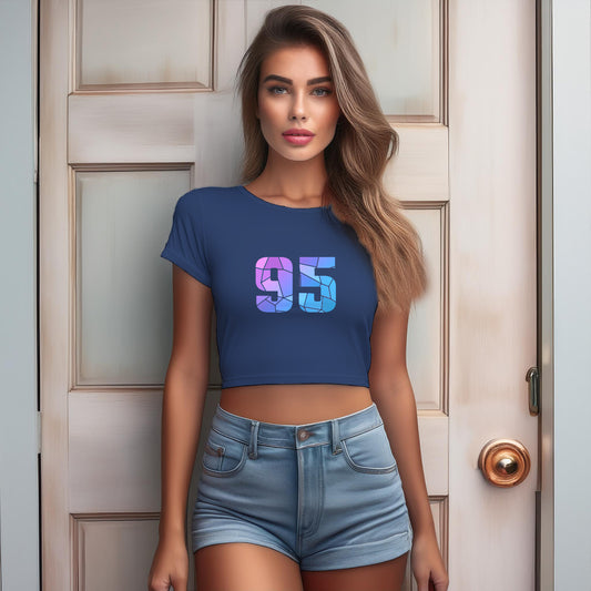 95 Number Women Crop Top (Navy Blue)