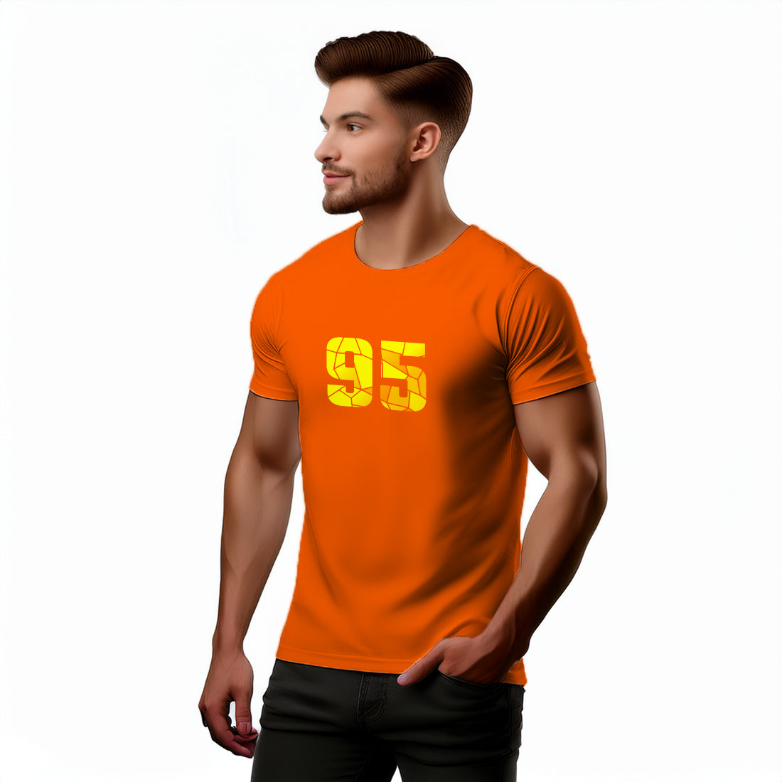 95 Number Men Unisex T-Shirt | Custom Number Graphic Tee (Orange)