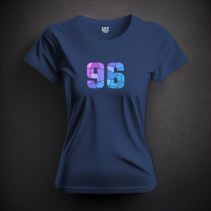 96 Number Women T-Shirt (Navy Blue) | Stylish Numeric Graphic Tee