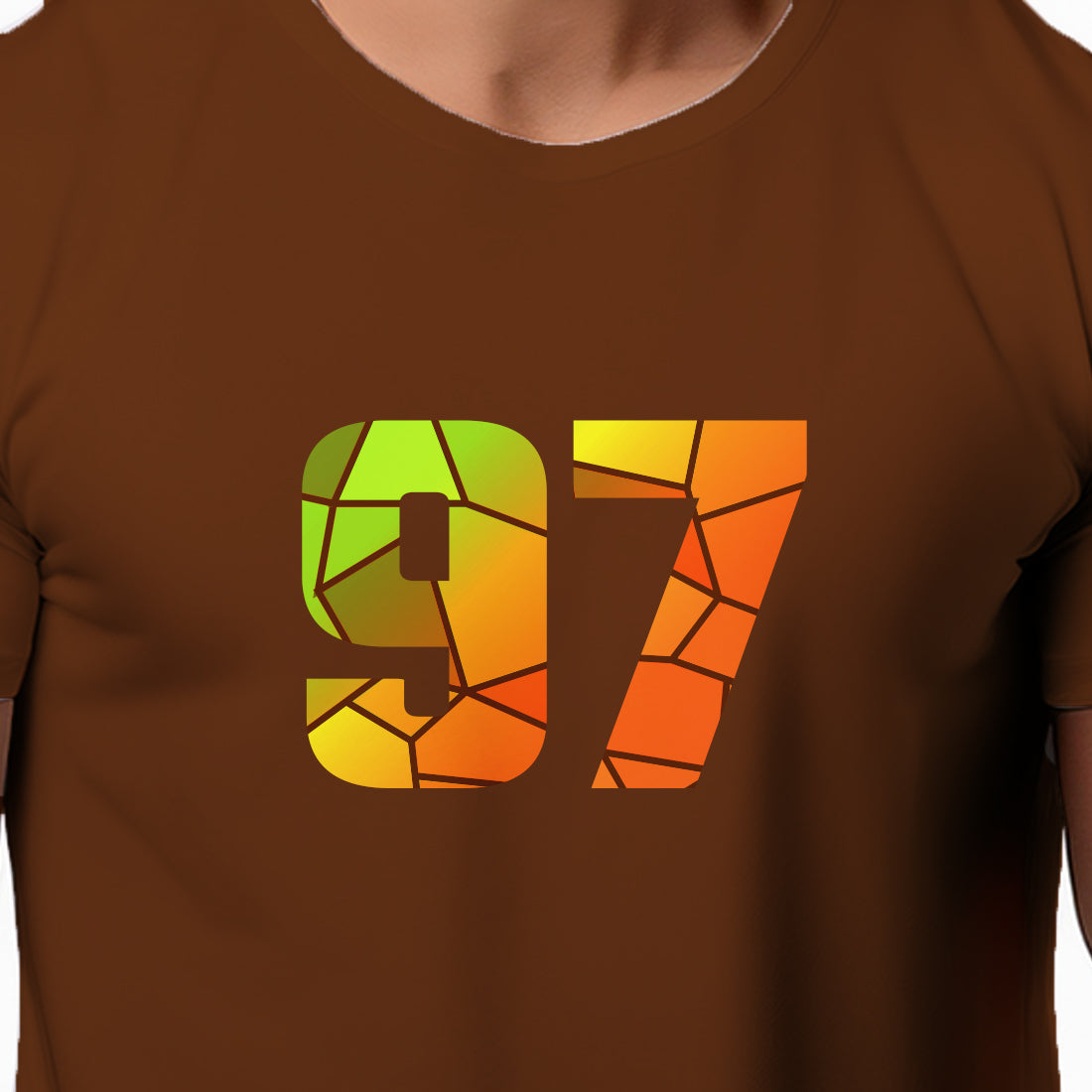 97 Number Men Unisex T-Shirt | Custom Number Graphic Tee (Brown)