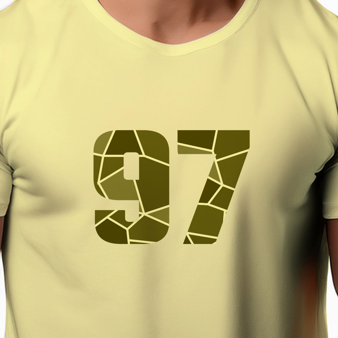 97 Number Men Unisex T-Shirt | Custom Number Graphic Tee (Butter Yellow)